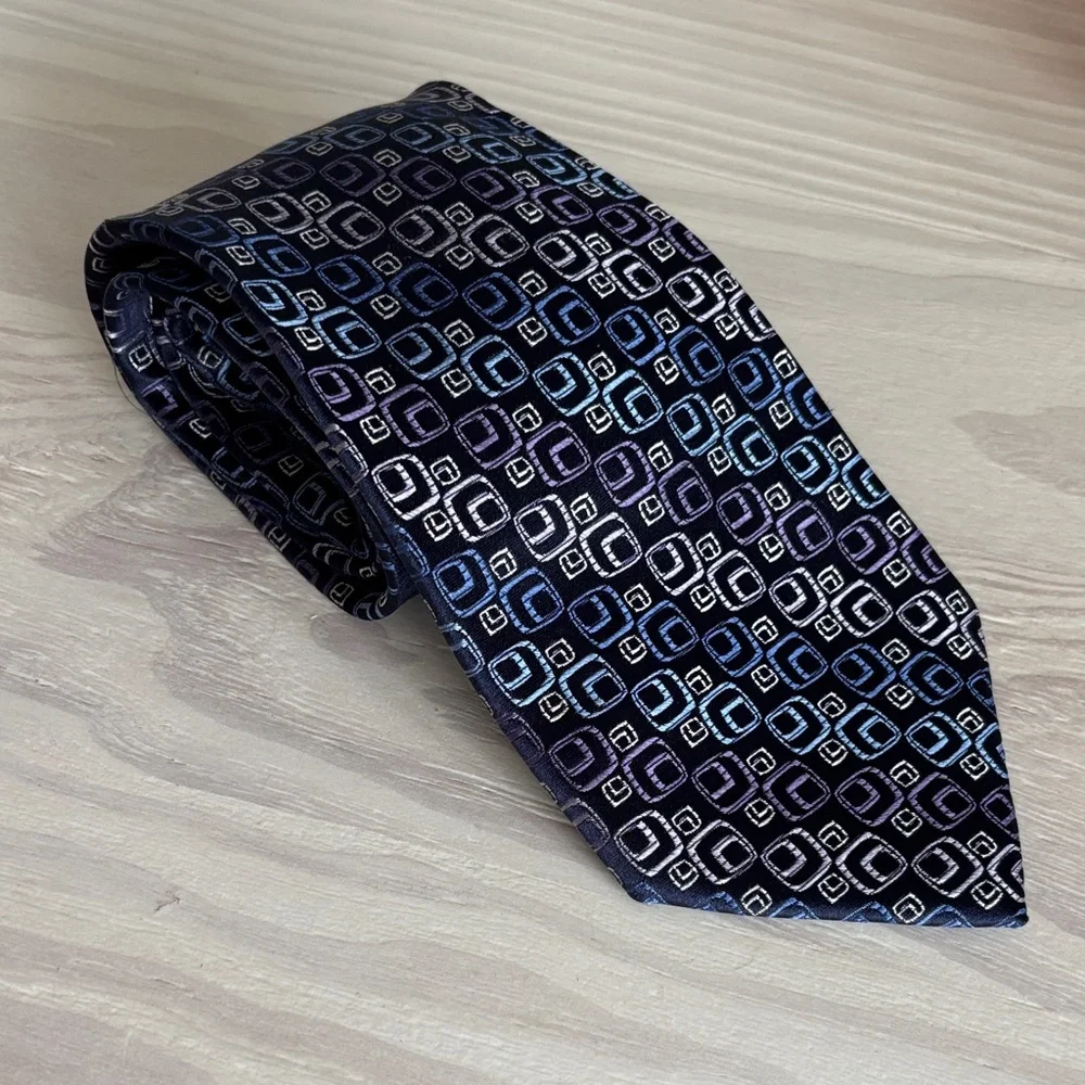 Stafford‎ Blue and Black Square Pattern Neck Tie